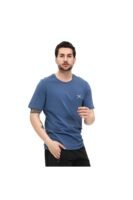 AGNITIO Erkek Pamuklu Petrol Günlük T-shirt