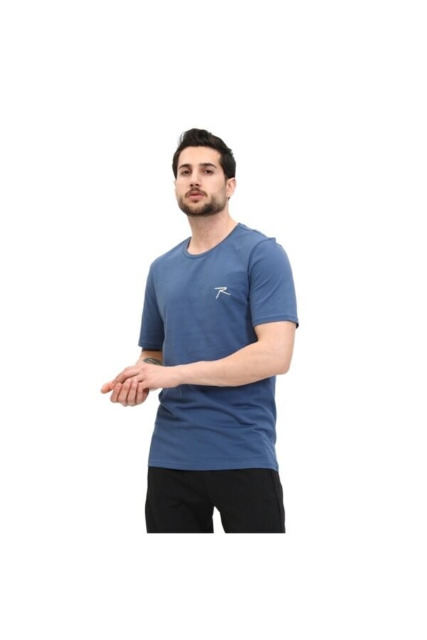 AGNITIO Erkek Pamuklu Petrol Günlük T-shirt