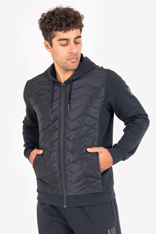 Lescon Siyah Erkek Fermuarlı Kapüşonlu Sweatshirt 23N-1154