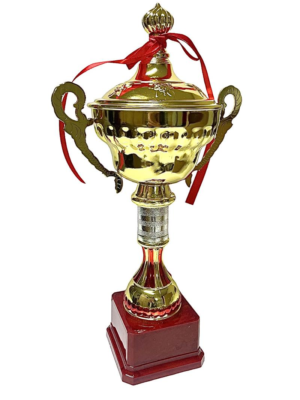 Avessa 523-B Kapaklı Gold Kaplama Kupa 40 Cm