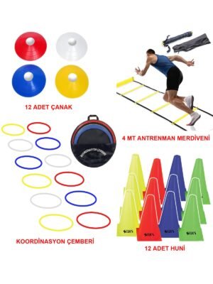 Avessa Antrenman Seti Antrenman Merdiveni 12 Adet Huni 12 Adet Çanak Koordinasyon Çemberi 12 li