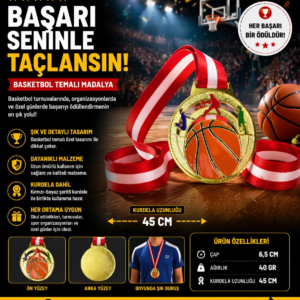 Avessa Mad-Bas-1 Basketbol Figürlü Madalya 6.5 Cm