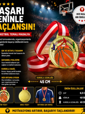 Avessa Mad-Bas-1 Basketbol Figürlü Madalya 6.5 Cm