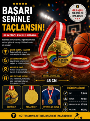 Avessa Mad-Bas-2 Basketbol Figürlü Madalya 6.5 Cm