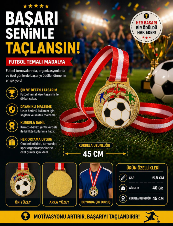 Avessa Mad-Fut-2 Futbol Figürlü Madalya 6.5 Cm